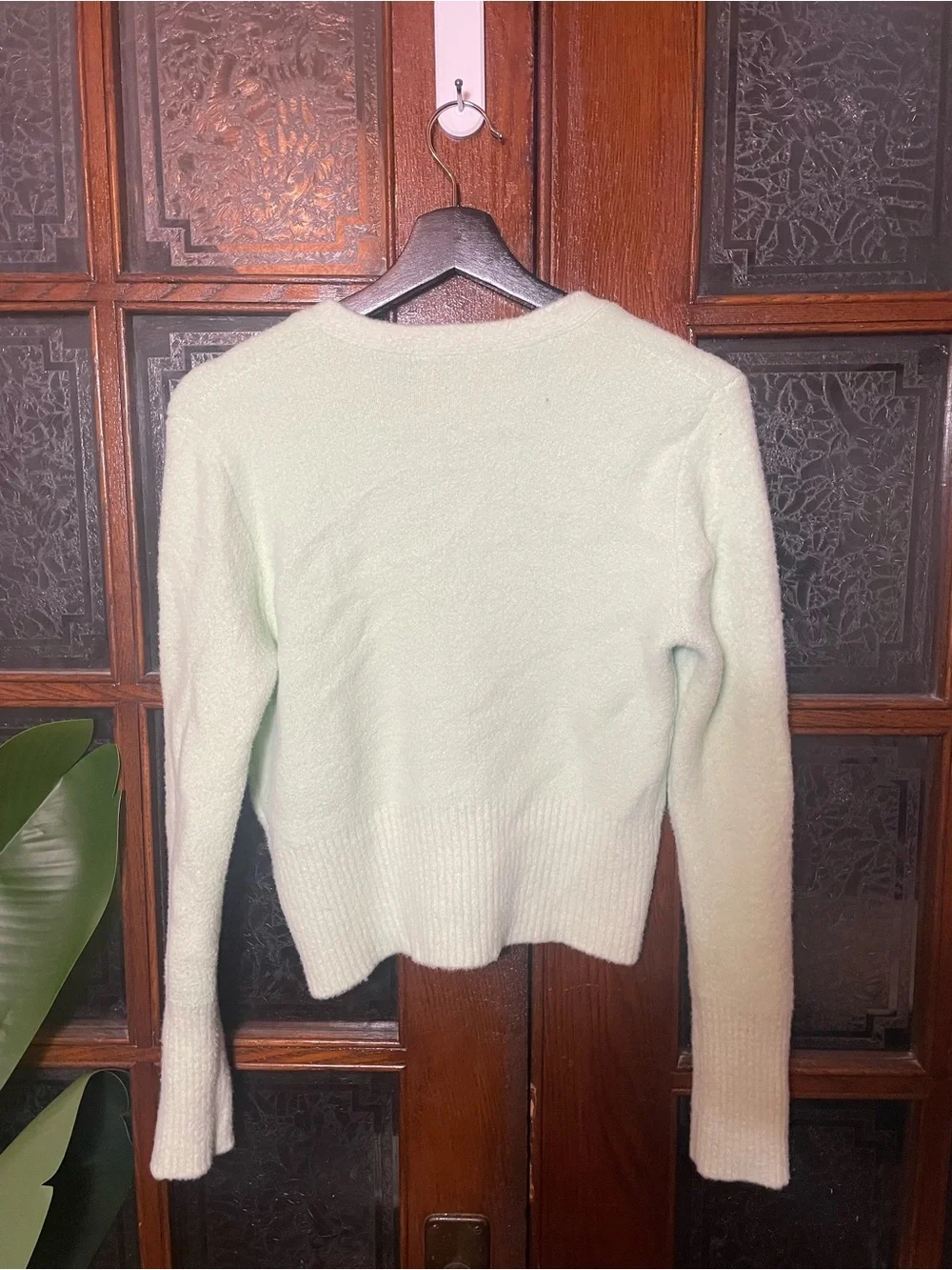 Zara Light Green V-Neck Button-Up Cardigan Sweater - Picture 3 of 4